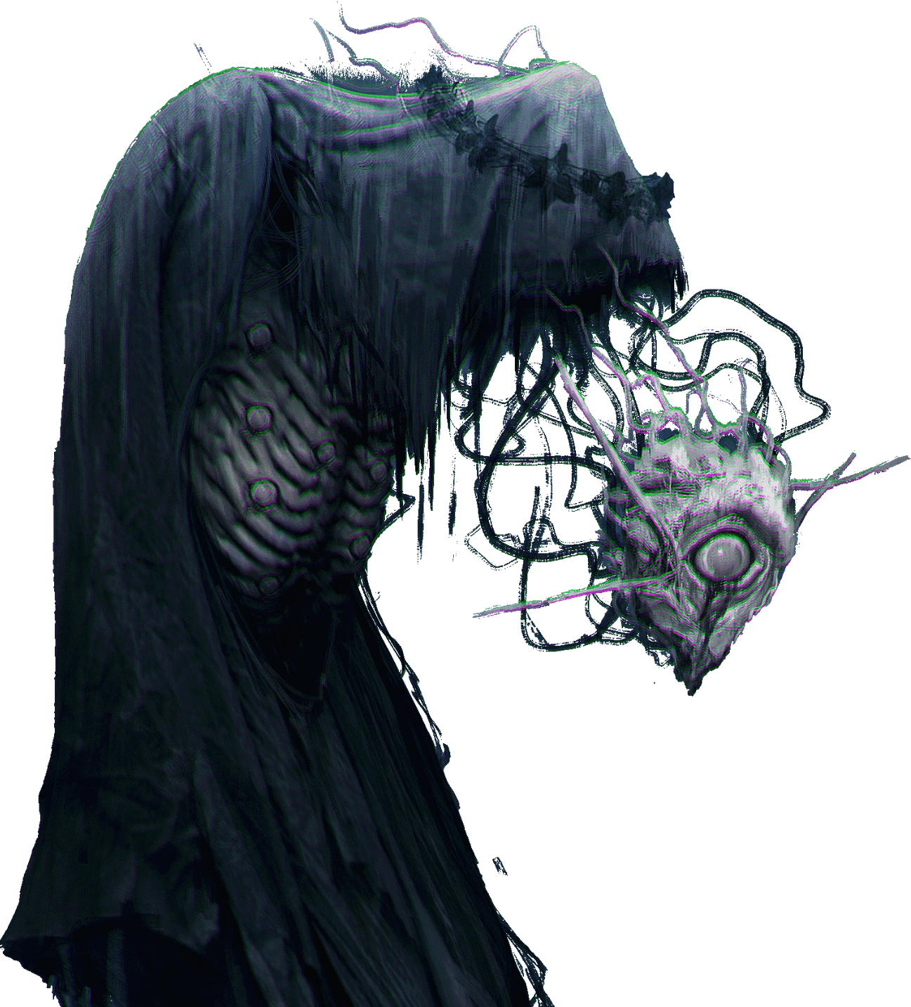 A large cape hides the disfigured body whilst a corrupted face floats apart from the main body watching your every move in the world of The Lords of the Fallen